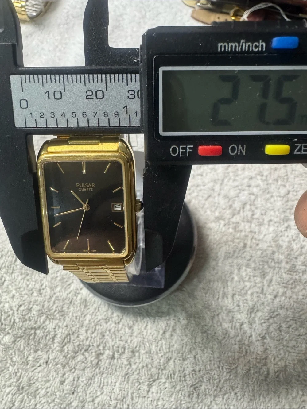 Pulsar Gold-Tone Watch with Black Dial and Bracelet